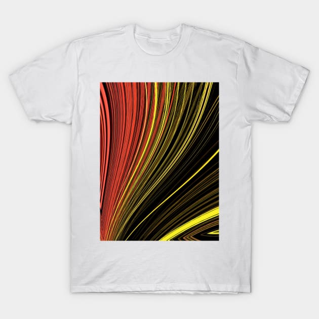 Saturn type ring pattern in shades of red yellow and orange T-Shirt by mister-john